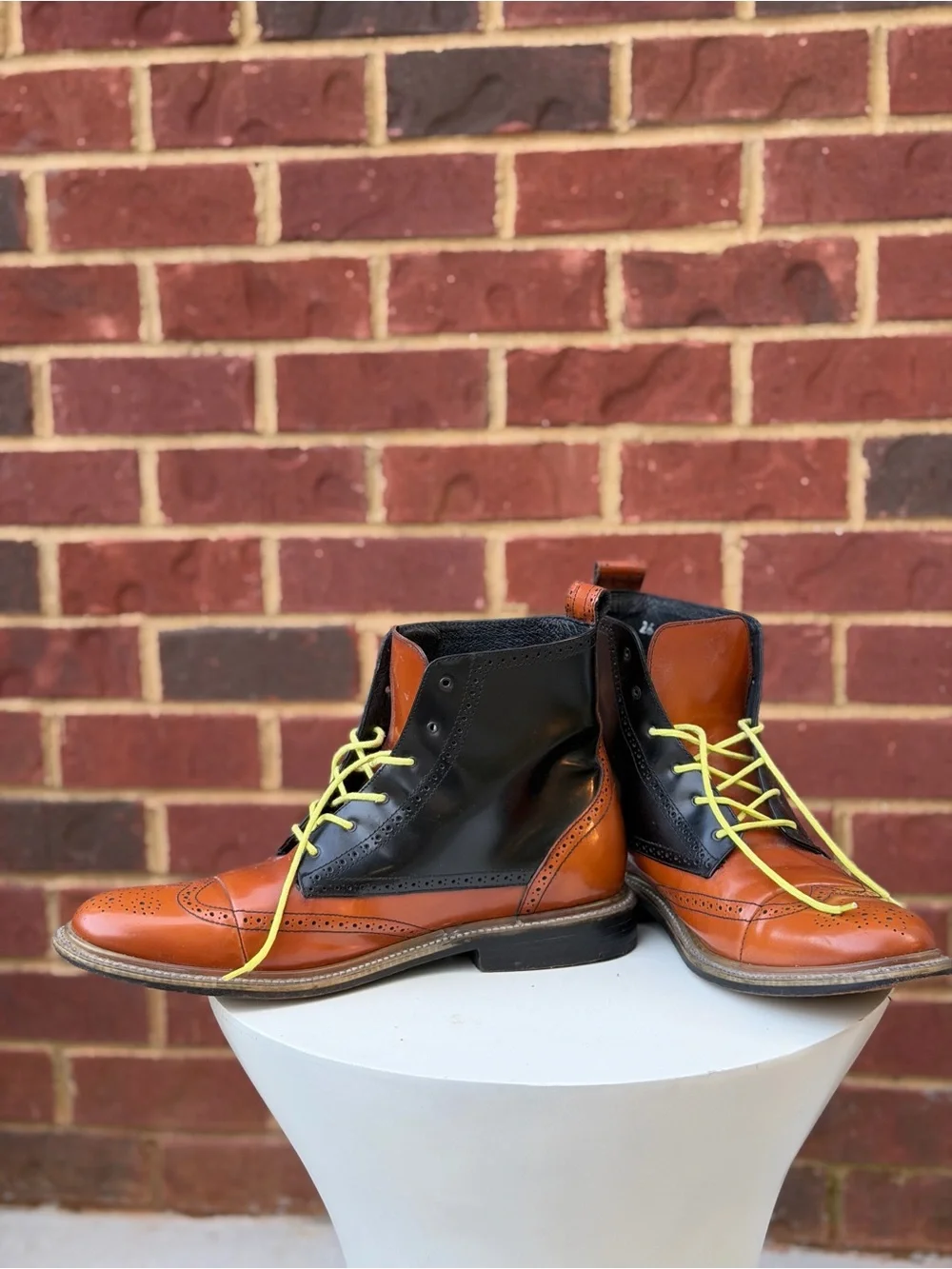 J.D. Fisk Men’s Two-Tone Leather Wingtip Boots | Size 11.5